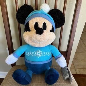 Winter Mickey weighted plush